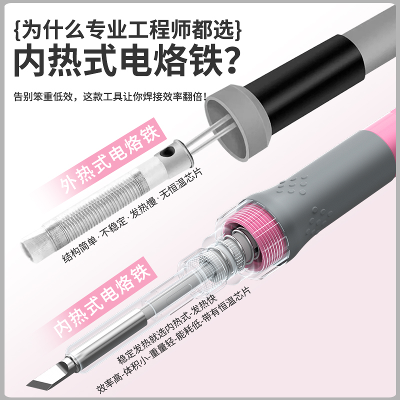 BK606 粉色白色装便携式电烙铁